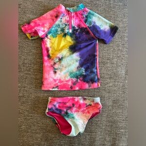 Next Baby Girl Tie Dye Rash Guard Swimsuit Set UPF 50+ 6-9M